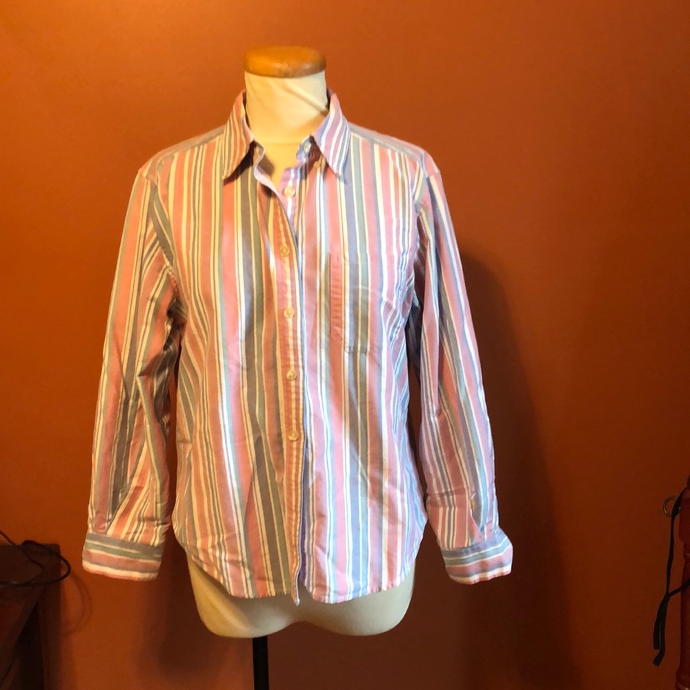 VTG Pink striped LL Bean shirt